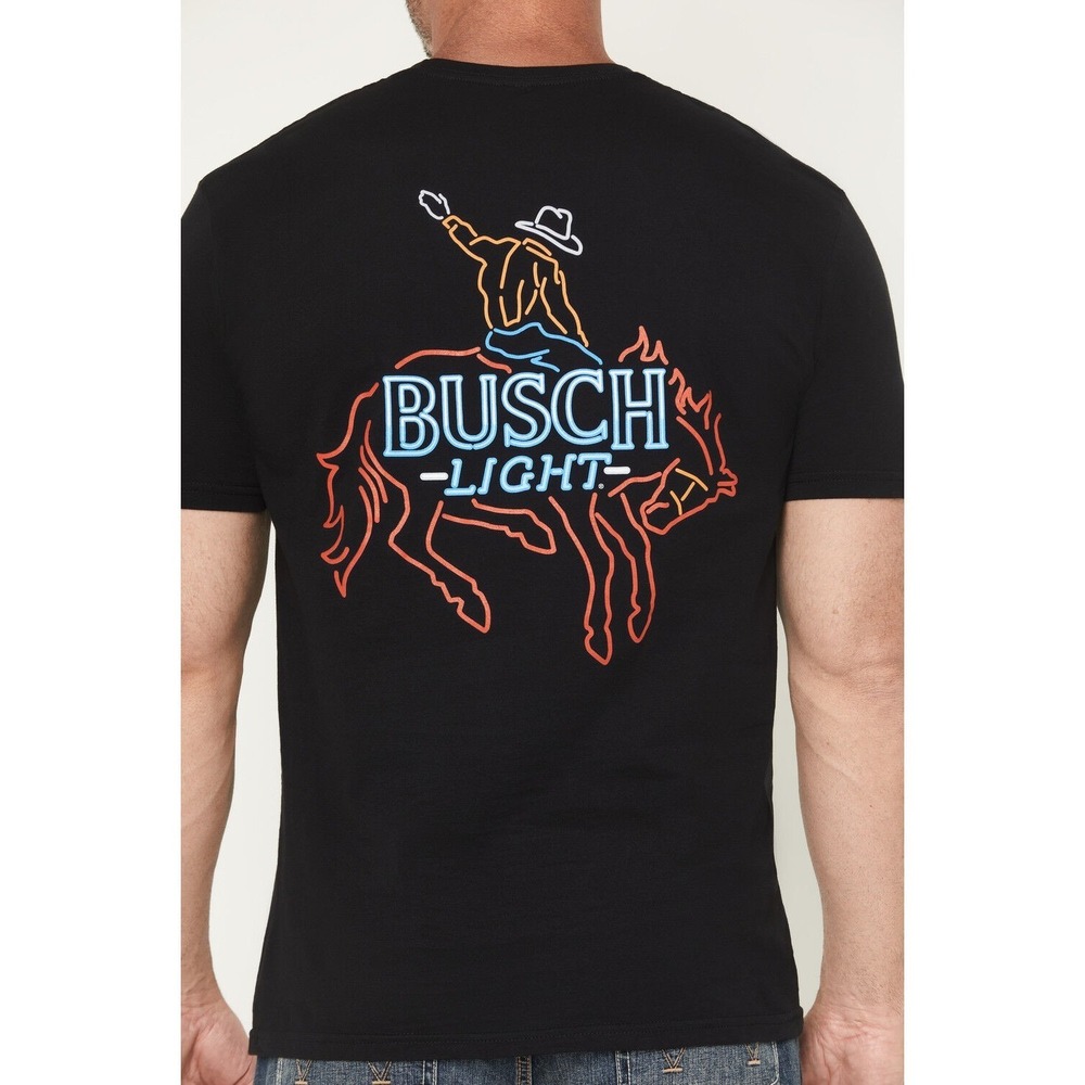 JEDco Anheuser Busch Light Neon Cowboy Short Sleeve T-shirt - Black - Medium